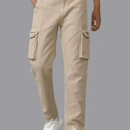 UNDER FOURTEEN ONLY Boys Mid-Rise Regular Fit Cotton Cargos image 1