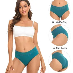 rhyff Womens Underwear Cotton Bikini Panties Lace Soft Hipster Panty Ladies Stretch Full Briefs 5 Pack image 2