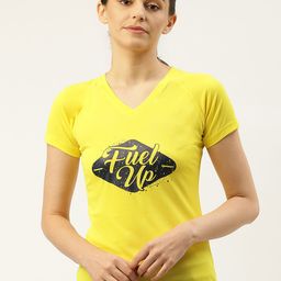 OFF LIMITS Women Yellow Printed V-Neck T-shirt-picture-8