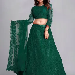 KALINI Embroidered Semi-Stitched Lehenga & Unstitched Blouse With Dupatta-picture-22