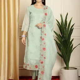 Stylee LIFESTYLE Floral Embroidered Organza Unstitched Dress Material-picture-38