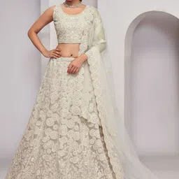 ODETTE Embroidered Sequinned Semi-Stitched Lehenga & Unstitched Blouse With Dupatta-picture-28