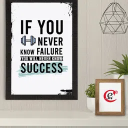 eCraftIndia White & Black Motivational Quote Printed Framed UV Art Painting-picture-21
