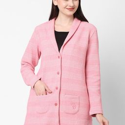 Sweet Dreams Women Pink Checked Fleece Longline Cardigan-picture-38
