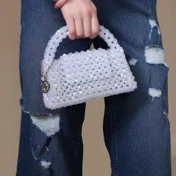 Kazo Elena Beaded Clutch - White (S)-image-24