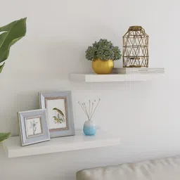WIQOWEG Set of 2 Floating Shelves Wall Mounted Shelf, for Home Decor with 6,(9, inch (White) image 3