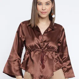 Mayra Shirt Collar Cinched Waist Top image 1