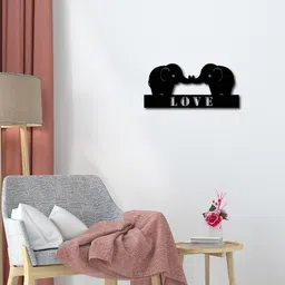 eCraftIndia Black Love Elephant Wall Art Cutout Ready to Hang Wall Hanging-image-94