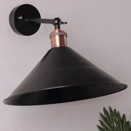 Homesake Black Solid Barn Cone Metal Swing Wall Lamp-picture-36