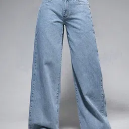 Glossia Women Comfort Straight Fit High-Rise Light Fade Acid Wash Stretchable Jeans-image-28