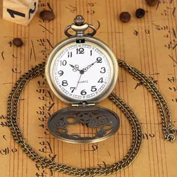 Yellow Chimes Men Gold Toned Dual Purpose Clock Watch Pendant with Chain-picture-15