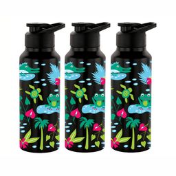 NIRLON Black & Blue 3 Pcs Printed Stainless Steel Single Wall Vacuum Sippers 750 ml Each-picture-35