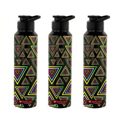NIRLON Black 3 Pieces Printed Stainless Steel Single Wall Vacuum Sippers 1L Each-picture-5