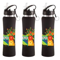 NIRLON Black 3 Pieces Printed Stainless Steel Single Wall Vacuum Sippers 750 ml Each-picture-44