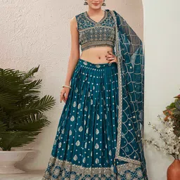 Chandbaali Embroidered Thread Work Ready to Wear Lehenga & Blouse With Dupatta-picture-13