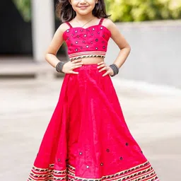BAESD Girls Embroidered Mirror Work Ready to Wear Lehenga & Blouse-picture-14