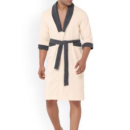 SPACES Cream Solid Pure Cotton Bath Robe-picture-12