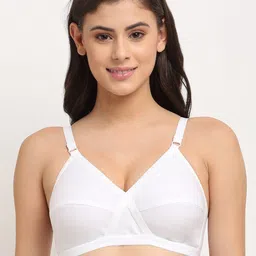 Friskers White Cotton T-Shirt Bra- Double Layered Non-Wired Full Support-image-19