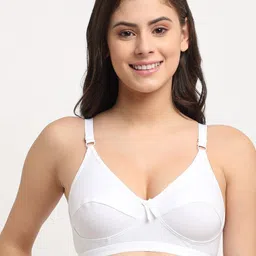 Friskers White Non Padded & Non Wired Solid Bra-image-8
