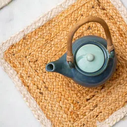 JASMEY HOMES White & Beige Set of 2 Square Jute Table Placemat-image-89