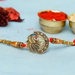 eCraftIndia Gold-Toned & Red Rakhi Gift Set-picture-58