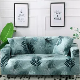 Lukzer Blue & White Printed 3 Seater Sofa Cover With Arms-image-38