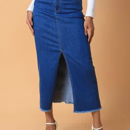 SHOWOFF Denim Straight Mini Skirt With Belt-picture-17