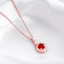 GIVA 925 Sterling Silver Rose Gold-Plated CZ Studded Pendant With Chain-picture-48