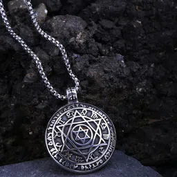 Yellow Chimes Silver-Toned & Black Hexagon Pendant With Chain-picture-30