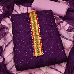 SHADOW & SAINING Sequin Embroidered Pure Cotton Unstitched Dress Material-image-13