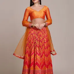 KALINI Woven Design Semi-Stitched Lehenga & Unstitched Blouse With Dupatta-picture-47