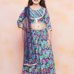 Aj DEZInES Girls Floral Printed Ready to Wear Lehenga & Blouse With Dupatta-picture-26