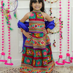 BownBee Girls Embroidered Ready To Wear Lehenga & Blouse With Dupatta-image-72
