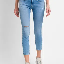 SPYKAR Women Blue Alicia Super Skinny Fit Low Distress Heavy Fade Jeans-picture-32