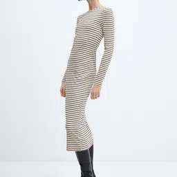 MANGO Striped Bodycon Midi Dress-image-14
