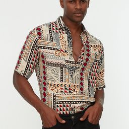 Trendyol Men Beige & Maroon Printed Casual Shirt-picture-30