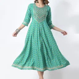 JAHIDA COMFORT WITH STYLE  Ethnic Motifs Printed Thread Work Anarkali Dress-picture-37