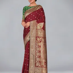 MONJOLIKA FASHION Woven Design Silk Blend Heavy Work Banarasi Saree With Blouse Piece-image-97