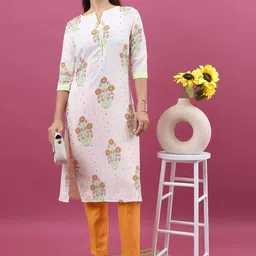 Vishudh Floral Printed Notched Round Neck Straight Kurta-picture-33