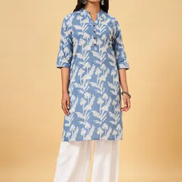 RANGMANCH BY PANTALOONS Floral Printed Mandarin Collar Cotton Kurta-picture-13