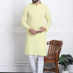 SOJANYA Ethnic Motifs Embroidered Regular Thread Work Pure Cotton Kurta With Churidar-picture-17