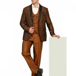 Three-Piece Suit Set for Men - Stylish Coat, Pant&Vest Combo-Perfect for Formal Events, Weddings&Business Meetings -Versatile&Premium Fabric for Comfort and Style_Brown Color image 5