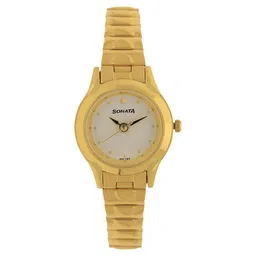 Sonata Quartz Analog White Dial Golden Stainless Steel Strap Watch For Women-picture-41