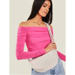 Accessorize London Women White Quilted Sling Bag-image-8