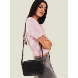 Accessorize London Women's Black Suedette Classic Cross Body Bag (M)-picture-40