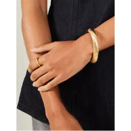Accessorize London Women Gold Textured Kada-image-2