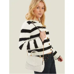 Accessorize London Women Off White Quilted Boucle Sling Bag-picture-34