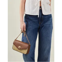 Accessorize London Women Brown Sling Bag with Detachable Card Holder Charm-picture-22