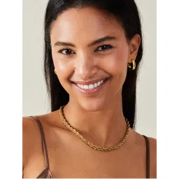 Accessorize London Women 14K Gold-Plated Waterproof Stainless Steel Chunky Rope Chain Necklace (L)-image-88