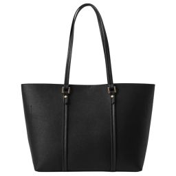 Accessorize London Womens Faux Leather Black Classic Ali Tote With Inside Compartment-picture-8